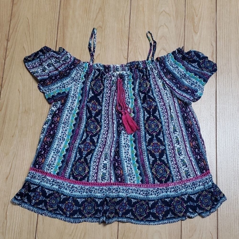 NEW BLEUH CIEL OFF-SHOULDER BOHO TOP